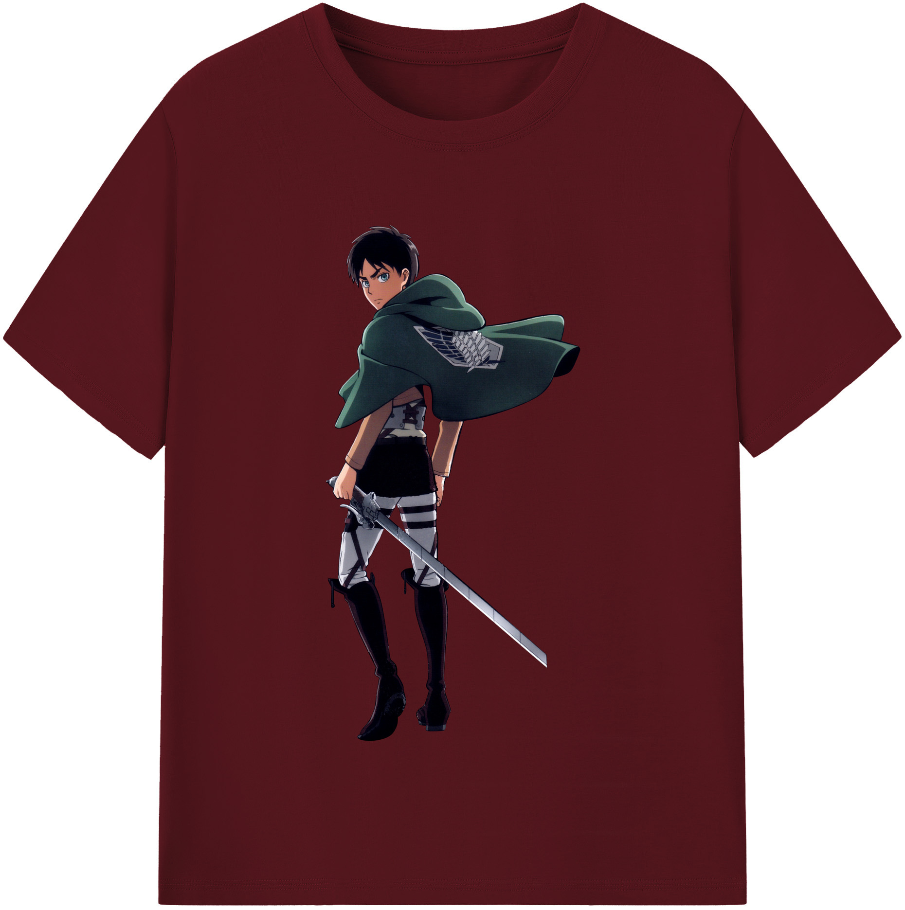 （画像用） 進撃の巨人 エレン･イェーガー Attack on Titan Eren Jäger 綿100％半袖Tシャツ（フロントプリント）